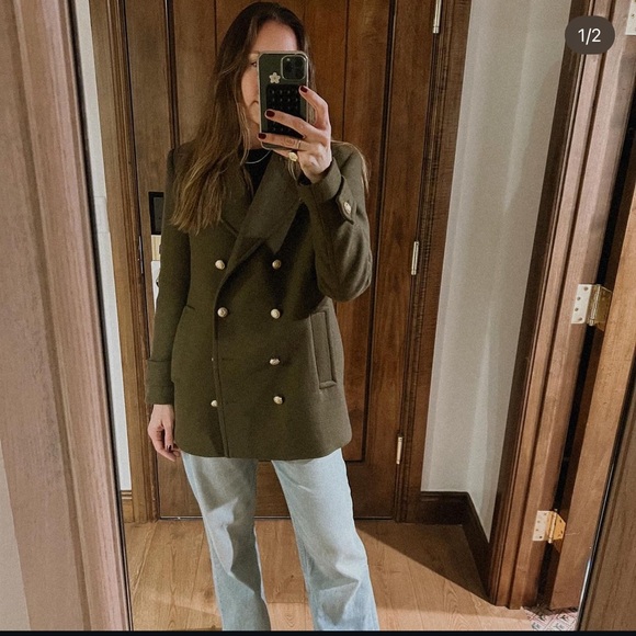 ZARA DOUBLE BREASTED WOOL BLEND COAT - Picture 3 of 9